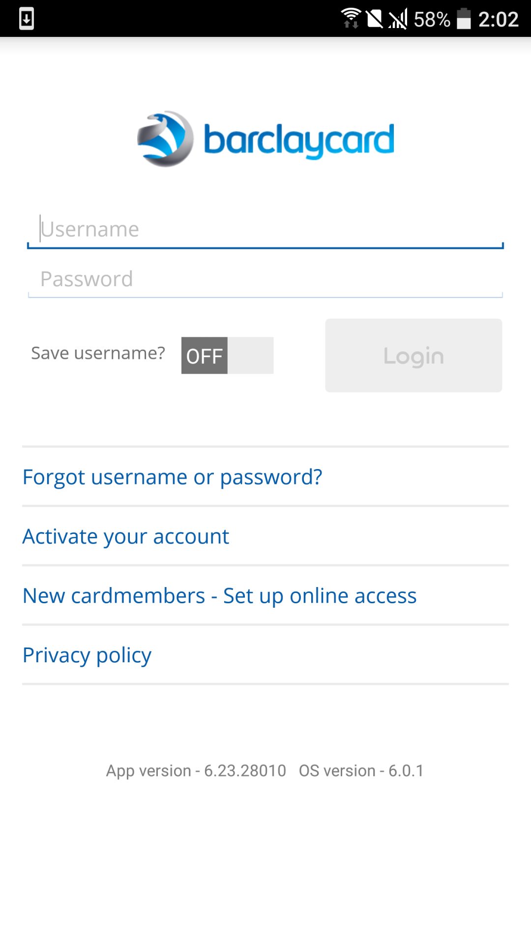 Barclaycard for Android screenshot #1