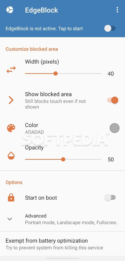 EdgeBlock: Screen edge touch blocker screenshot #0