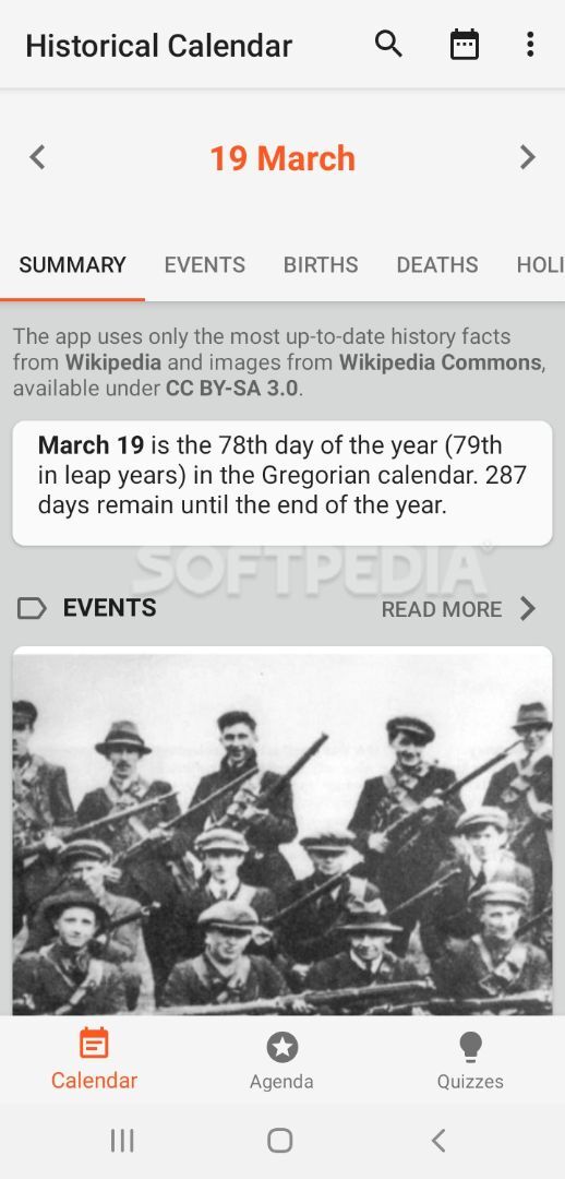 Historical Calendar - Events and Quizzes screenshot #0