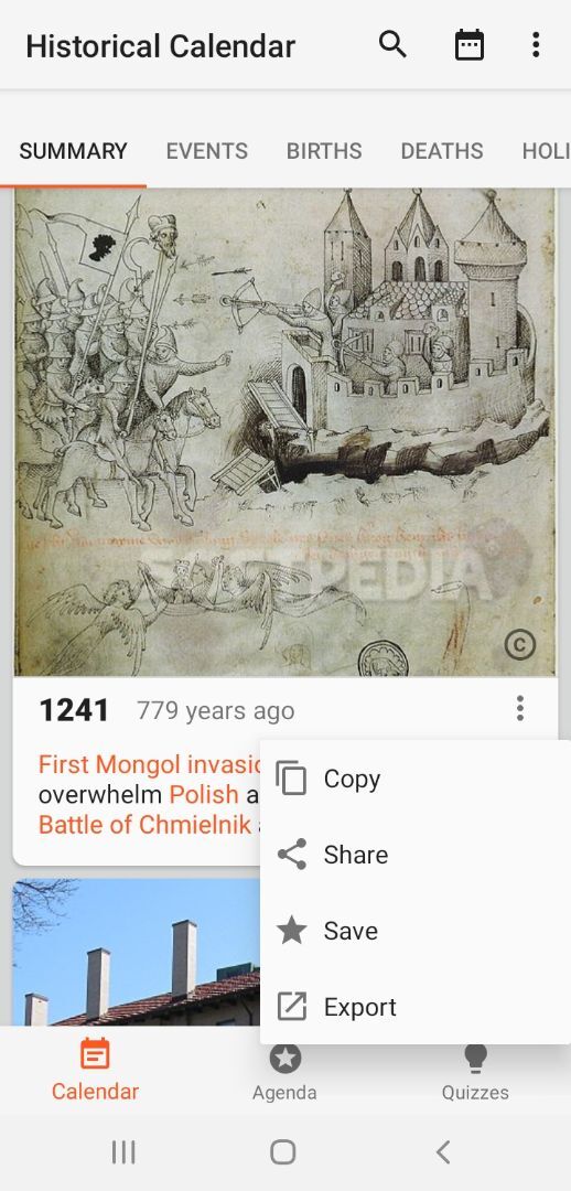 Historical Calendar - Events and Quizzes screenshot #4