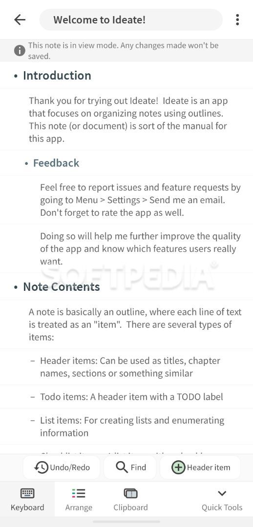 Ideate - Outliner, Planner, Thoughts, Todo list screenshot #1