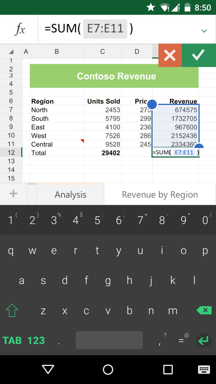 Keyboard for Excel screenshot #2
