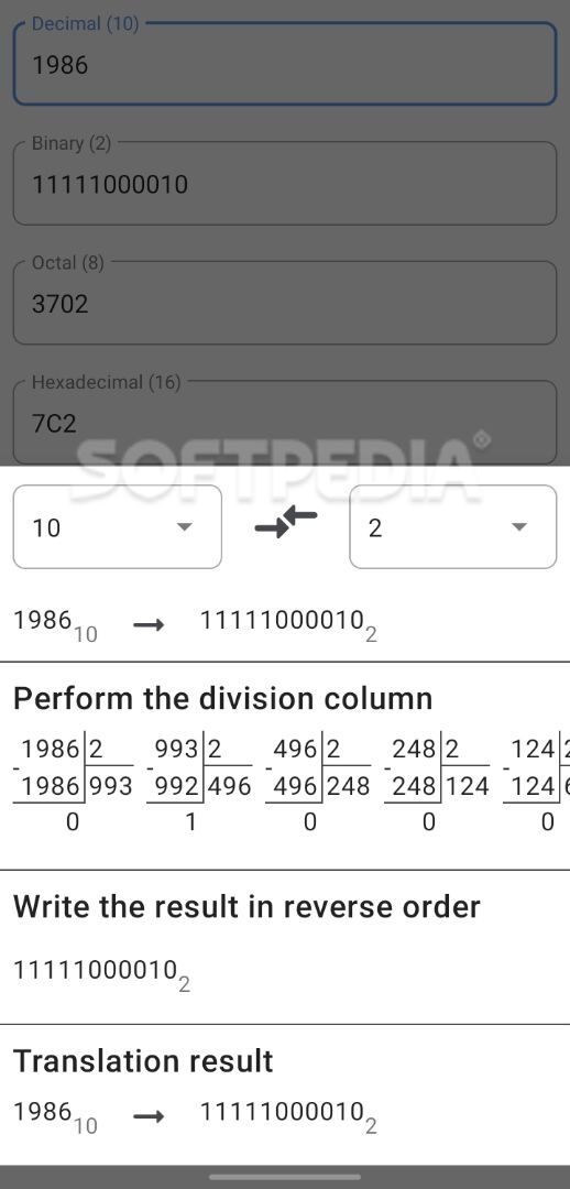 Calculator of number systems. Converter. Decision screenshot #2
