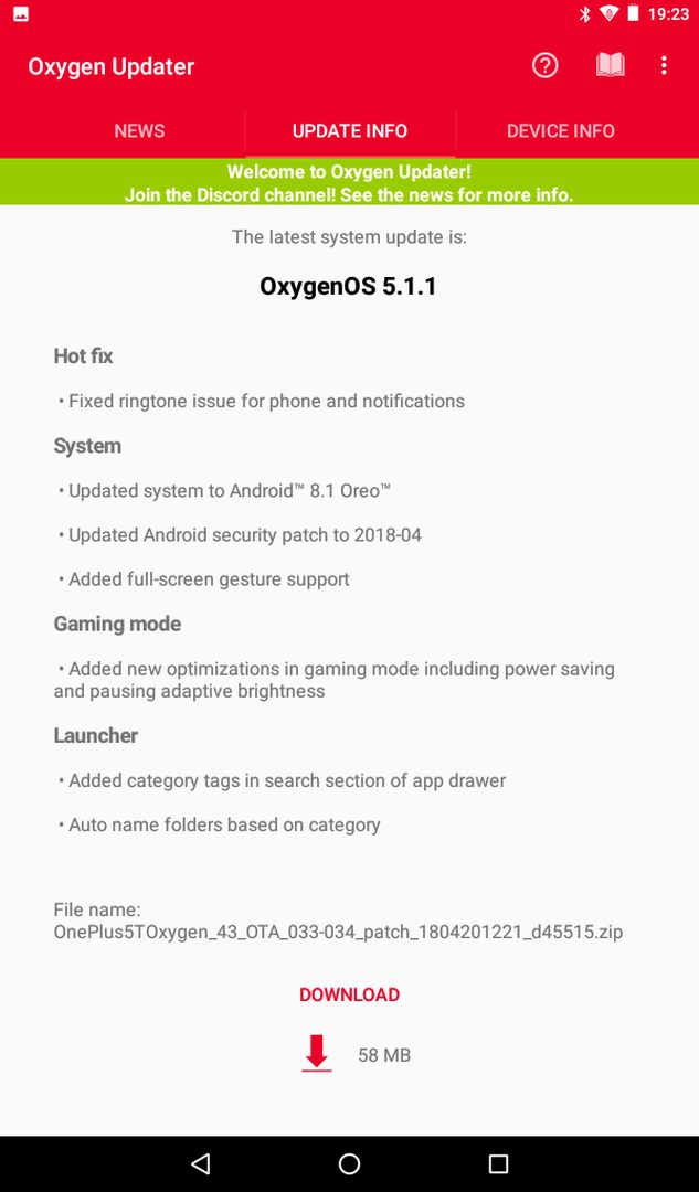 Oxygen Updater screenshot #0