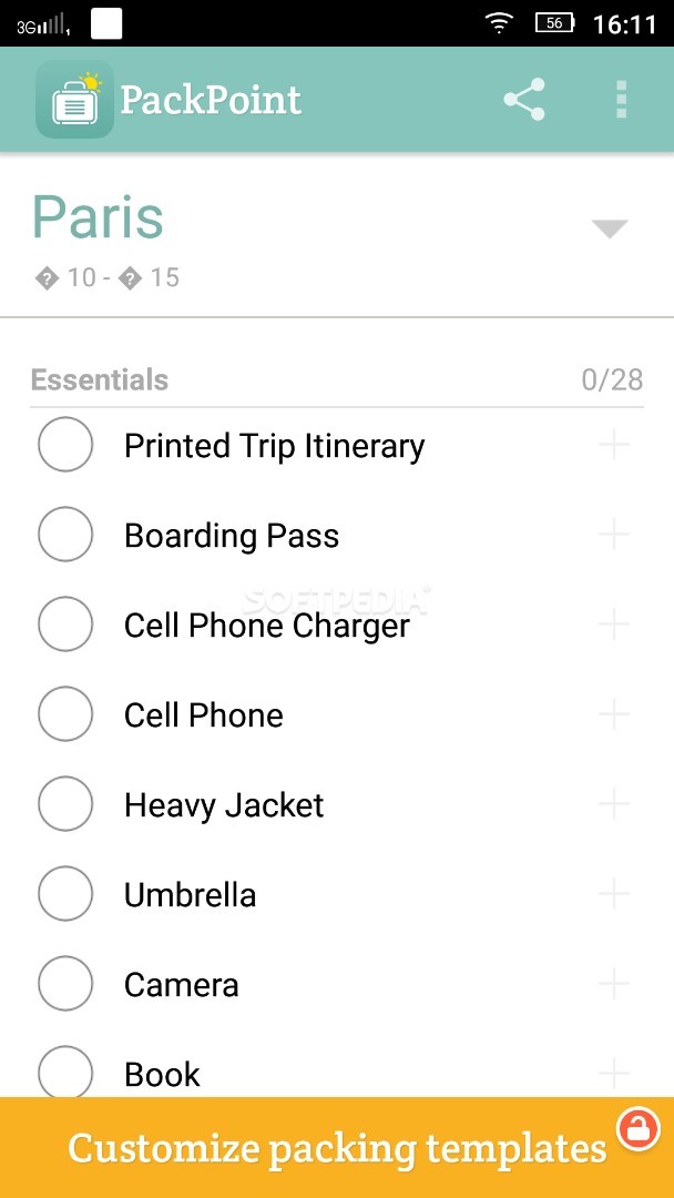 PackPoint travel packing list screenshot #5