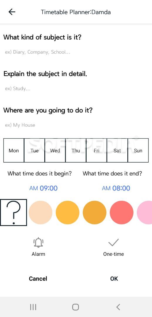 Timetable Planner with alarm for study - Damda screenshot #1