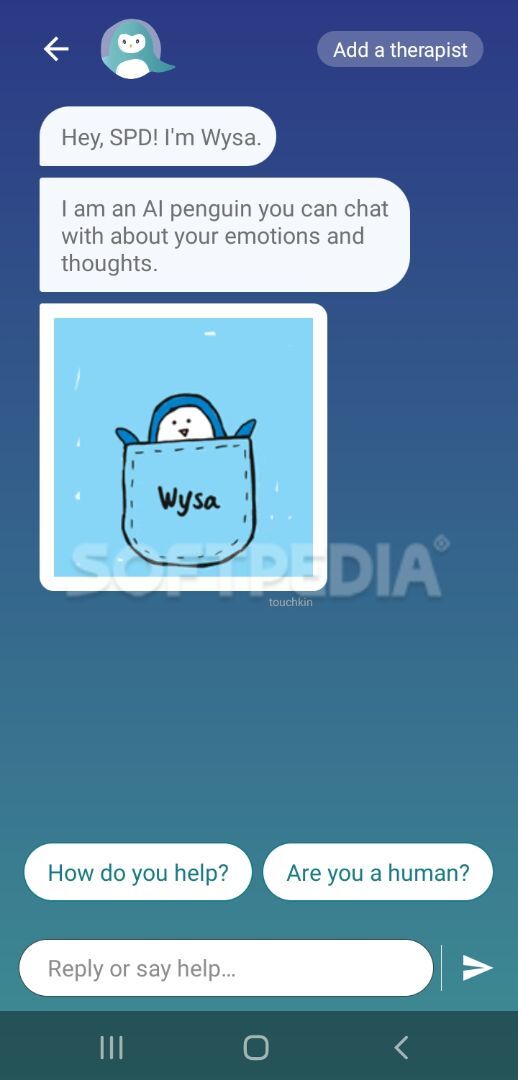 Wysa: stress, depression & anxiety therapy chatbot screenshot #3