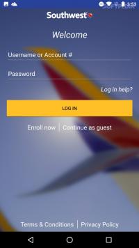 Southwest Airlines Screenshot